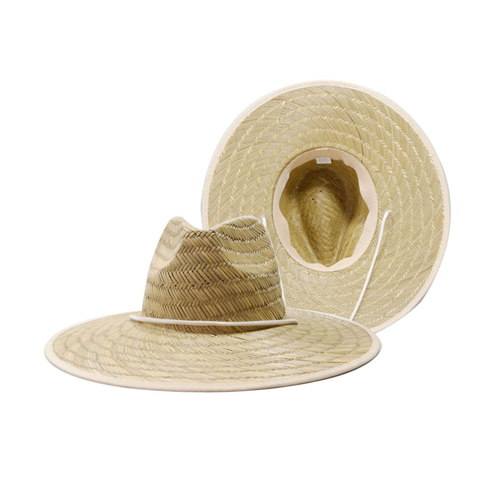 2023 New design plain natural fedora wide brim style wholesale lifeguard panama straw hats