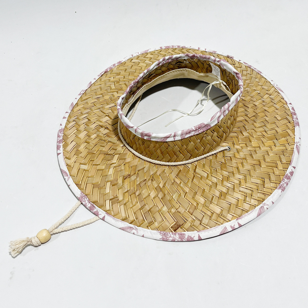 Topless no crown open top straw hats for ladies beach wide brim girls floppy straw hat straw hat honolulu