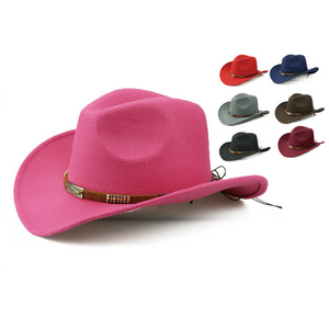 hot sale wild western felt fedora in stock lady cowgirl hat  pink cowboy hat