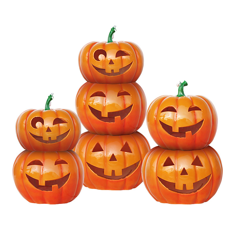 Halloween Thanksgiving Day Decoration Lighting Fiberglass Pumpkin Statue Event Party Decoration