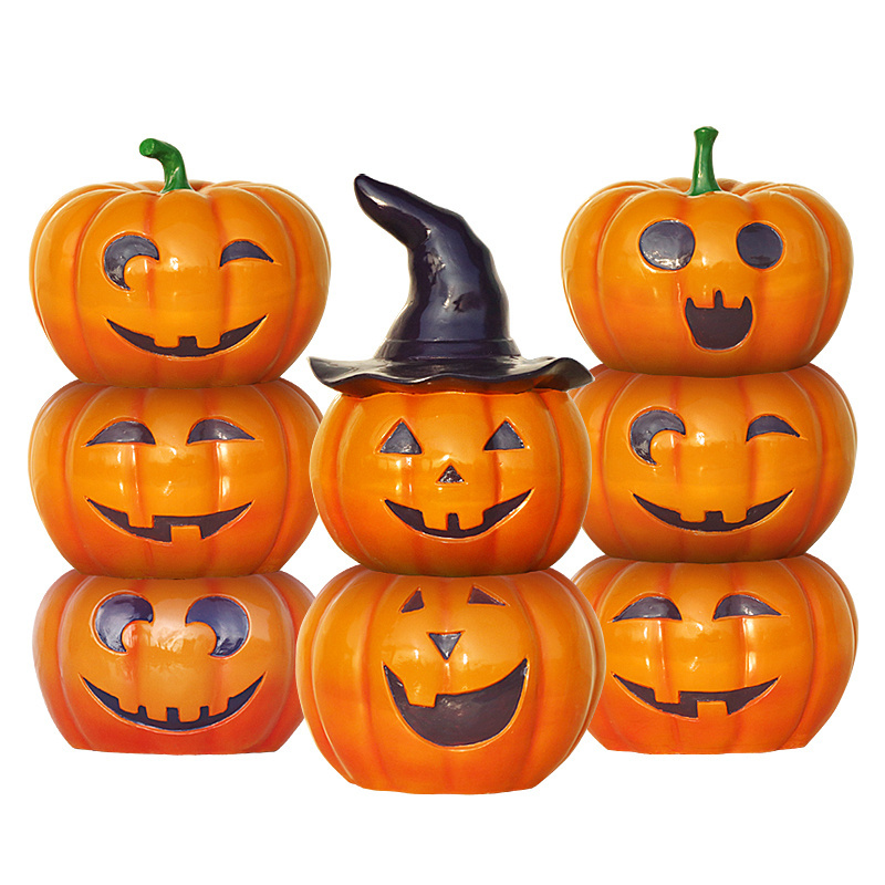 Halloween Thanksgiving Day Decoration Lighting Fiberglass Pumpkin Statue Event Party Decoration