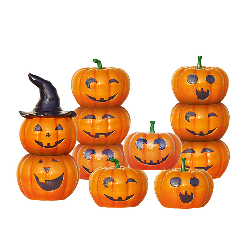 Halloween Thanksgiving Day Decoration Lighting Fiberglass Pumpkin Statue Event Party Decoration