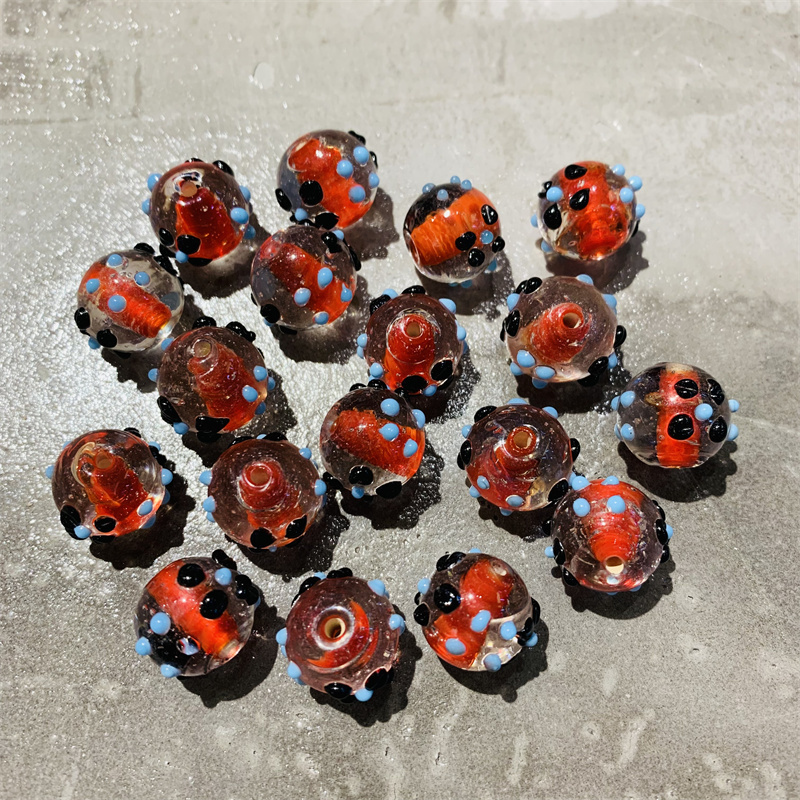 Perfect Quality Coloured Hand-Painted Flower Glass Beads Cheap Price Cream Bead Accessories