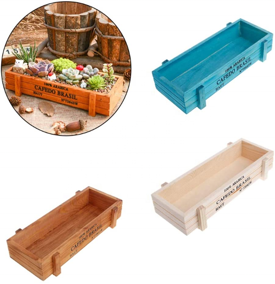 Mini Planter Wooden Portable Succulents Flower Planter Box Raised Vegetable Seed Outdoor Wooden Crate