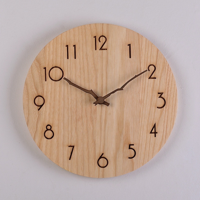 OEM Factory Wall Decor Custom Wooden Round Shape Wall Clock 12 Inch Decorative Clock Round Shape Wood Clock