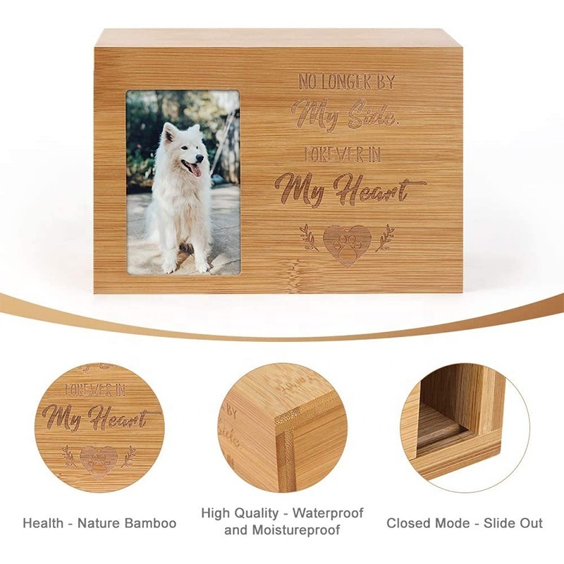 Custom Pet Urns for Dogs or Cats Ashes With Photo Frame Pet Cremation Urns Wooden Memorial Box