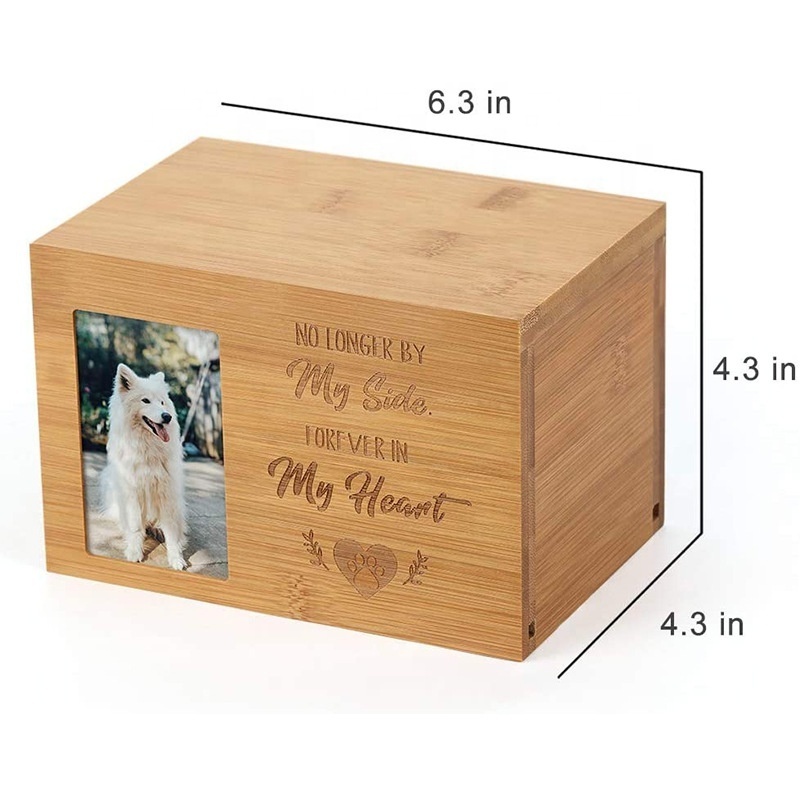 Custom Pet Urns for Dogs or Cats Ashes With Photo Frame Pet Cremation Urns Wooden Memorial Box