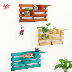 Vintage Wall Hanging Shelf Living Room Multi-Storey Storage Rack Creative Home Decoration Wooden Floating Shelves