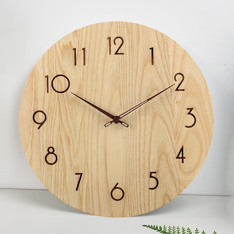 OEM Factory Wall Decor Custom Wooden Round Shape Wall Clock 12 Inch Decorative Clock Round Shape Wood Clock