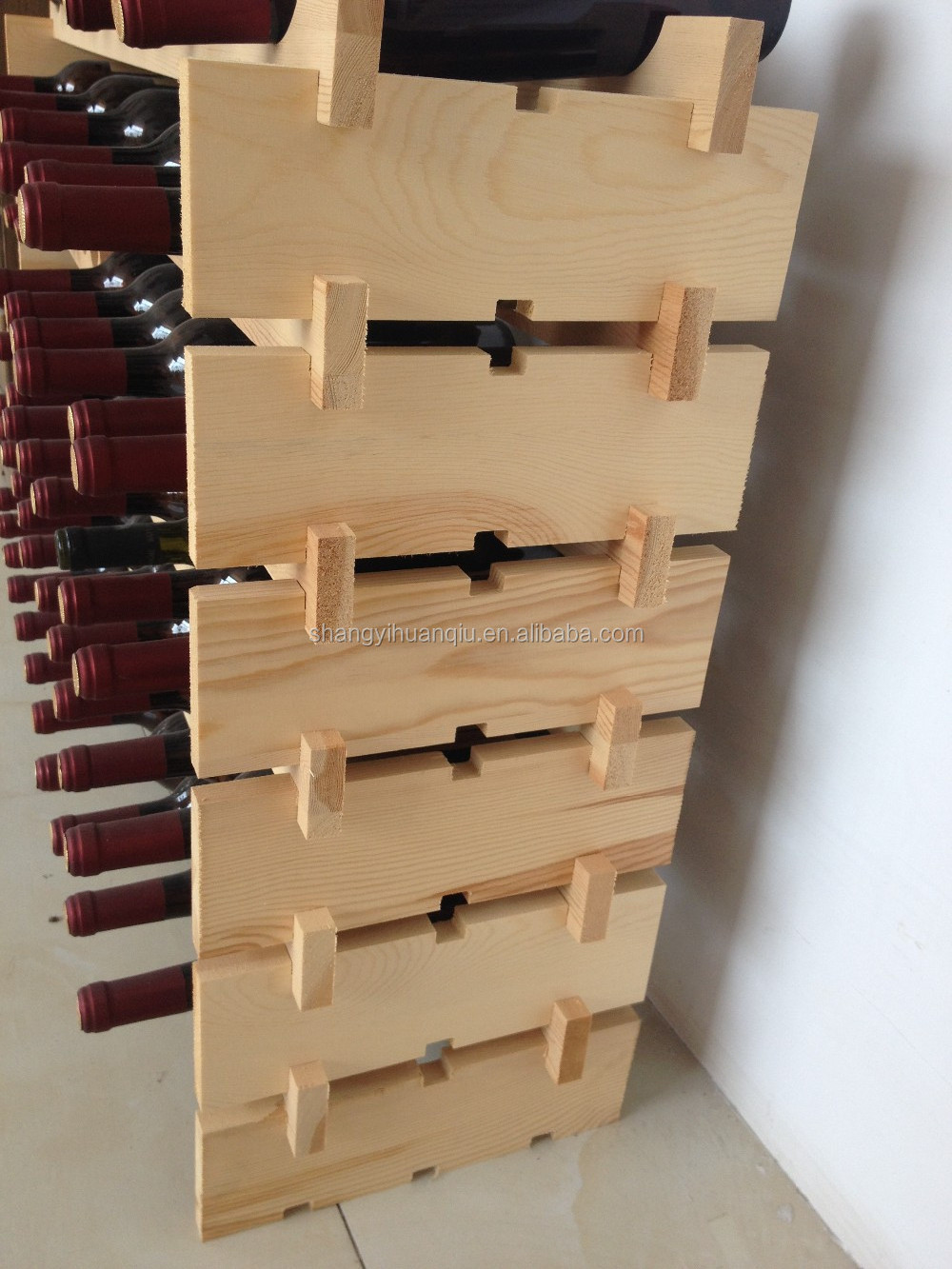 Custom Stackable Wine Storage Rack For 72 Bottle Modular Wine Rack Wooden Wine Display Rack