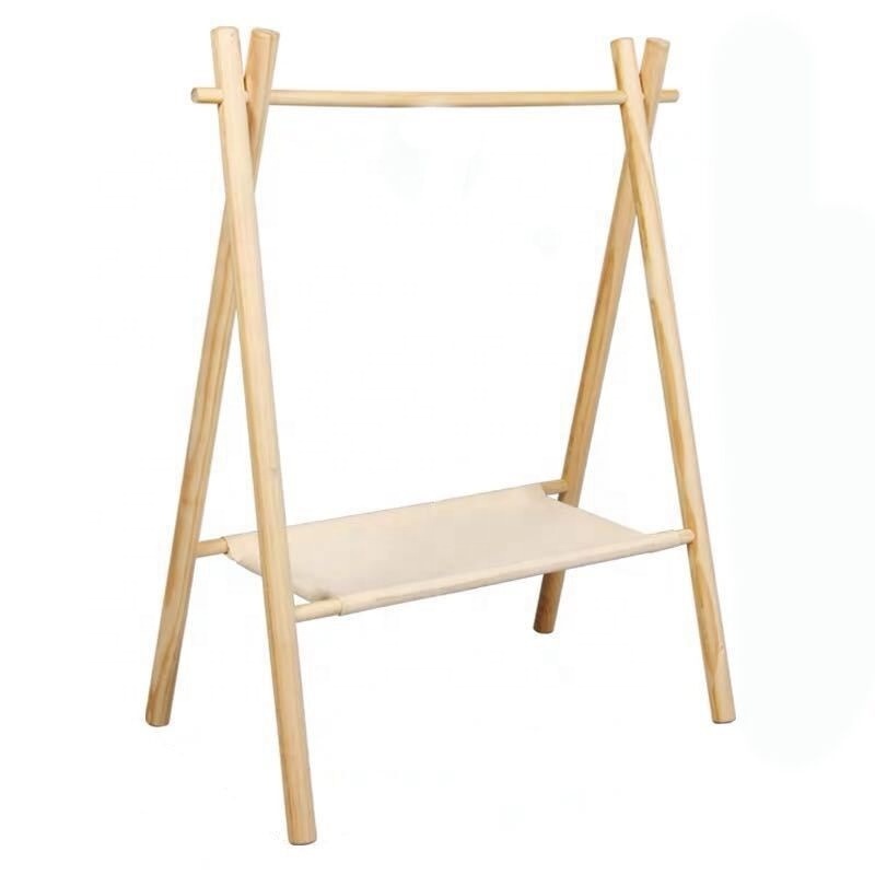 Custom Wooden Clothes Rack For Kids Solid Wood Free Standing Clothes Hanging Rack Wooden Coat Rack for Children