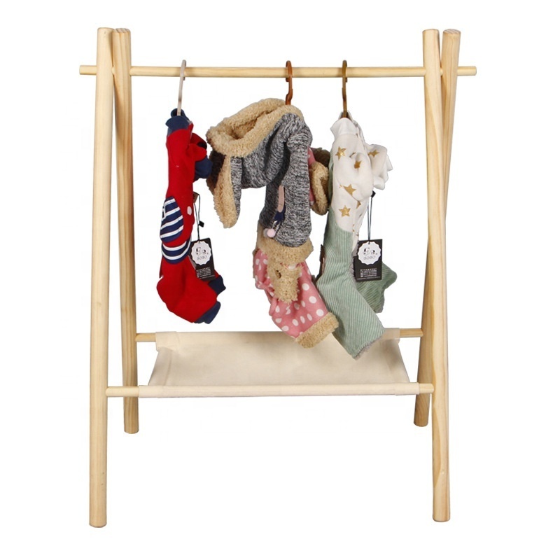 Custom Wooden Clothes Rack For Kids Solid Wood Free Standing Clothes Hanging Rack Wooden Coat Rack for Children