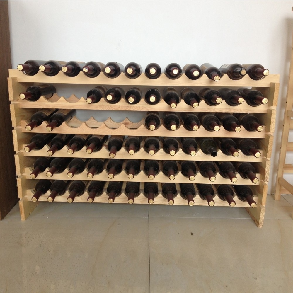 Custom Stackable Wine Storage Rack For 72 Bottle Modular Wine Rack Wooden Wine Display Rack