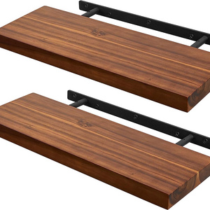 Wall Mounted Acacia Wood Floating Shelves