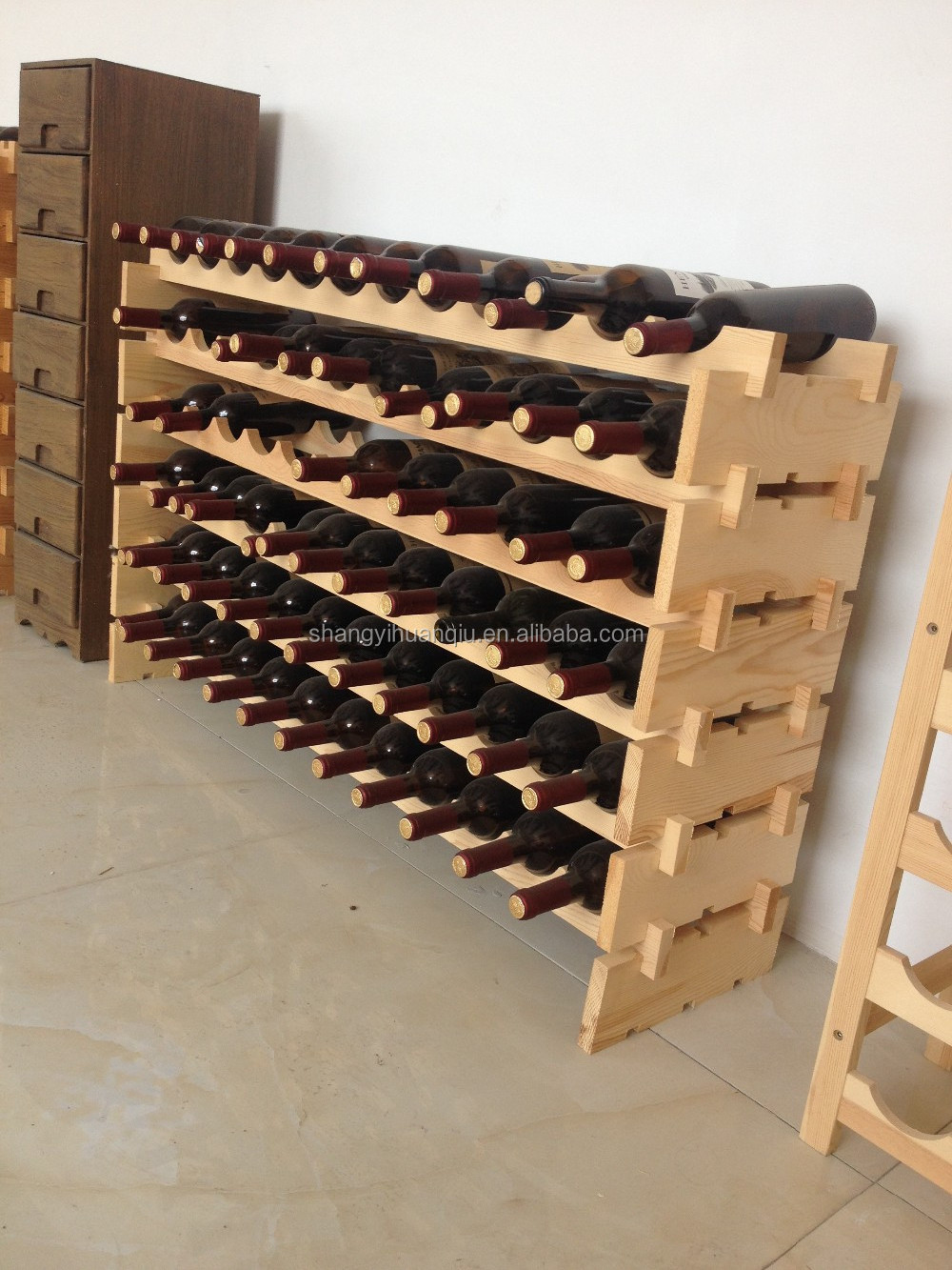 Custom Stackable Wine Storage Rack For 72 Bottle Modular Wine Rack Wooden Wine Display Rack