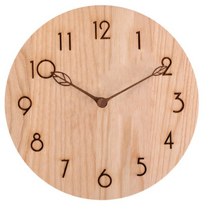 OEM Factory Wall Decor Custom Wooden Round Shape Wall Clock 12 Inch Decorative Clock Round Shape Wood Clock