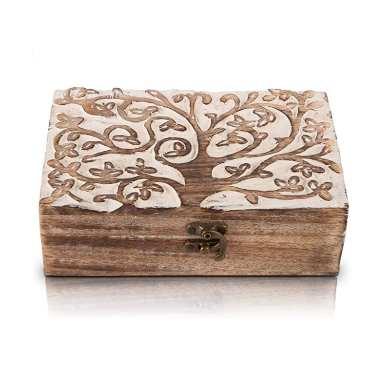 Cheap wood Material Balsa Wooden Gift Box With Lock Wholesale wooden boxes with hinged lid