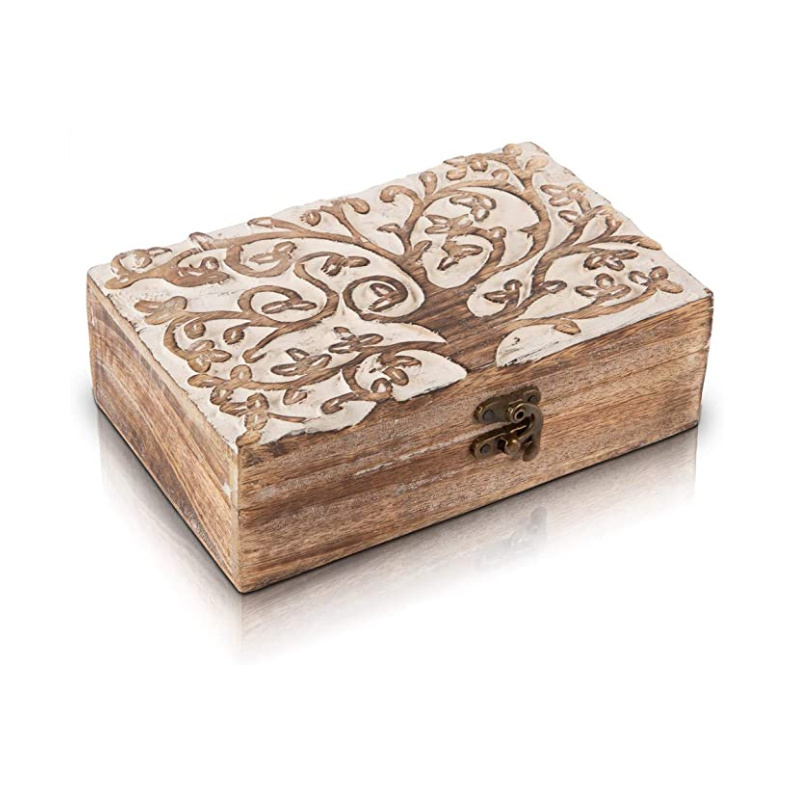 Cheap wood Material Balsa Wooden Gift Box With Lock Wholesale wooden boxes with hinged lid