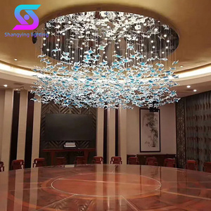 Star Shape Decorative Custom Project Glass Villa Stairwell Long Led  Modern Crystal Chandelier Lighting