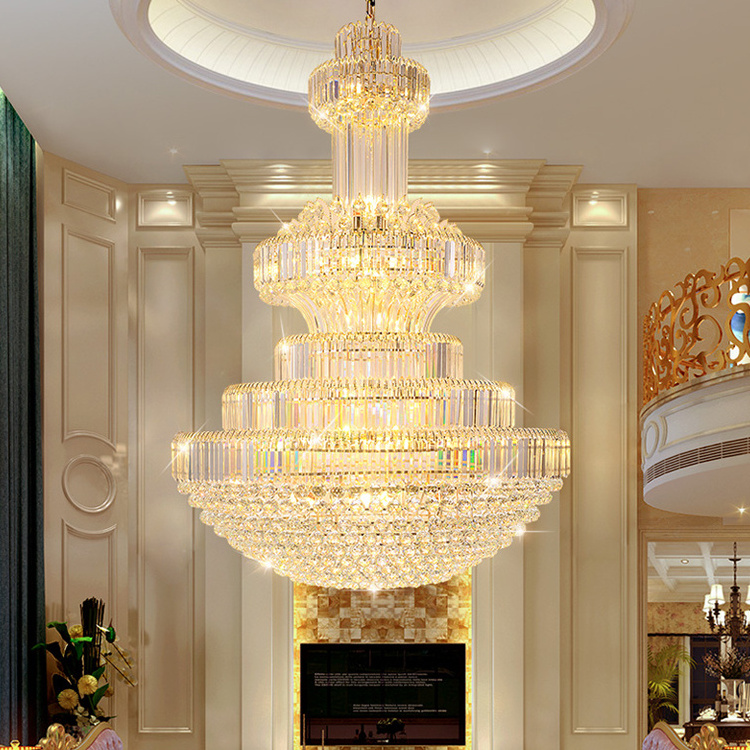 Gold Hanging Lamp Restaurant Modern Crystal Luxury Pendant Lights living room villa crystal decorative Led chandelier