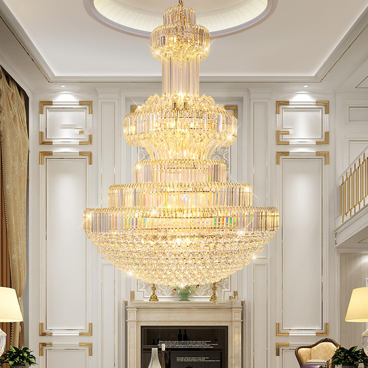 Gold Hanging Lamp Restaurant Modern Crystal Luxury Pendant Lights living room villa crystal decorative Led chandelier