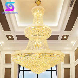 Modern Style Indoor Decoration Large Hotel Staircase Gold Crystal Luxury Chandelier