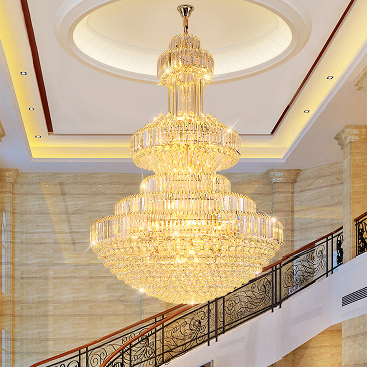 Gold Hanging Lamp Restaurant Modern Crystal Luxury Pendant Lights living room villa crystal decorative Led chandelier