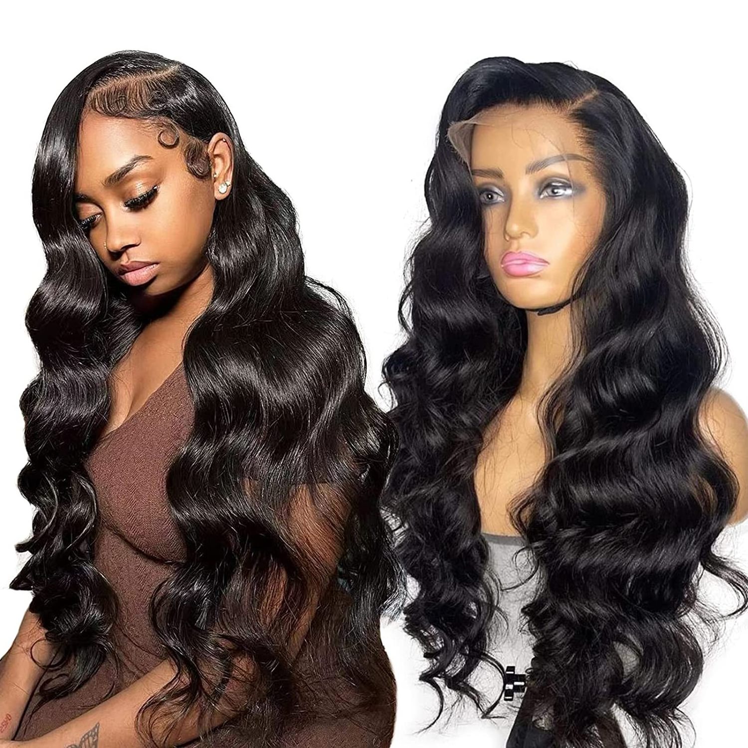 100% Virgin Human Hair, HD Full Lace Wigs Human Hair Lace Front Peruvian Virgin Hair 360 Lace Front Wigs for Black Women