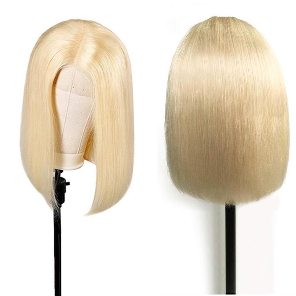 Blonde Bob 100% Human Hair Wigs, Blonde Bob Indian Lace Frontal Wig,Afro Unprocessed  Cuticle  Virgin Human Hair Bob wig