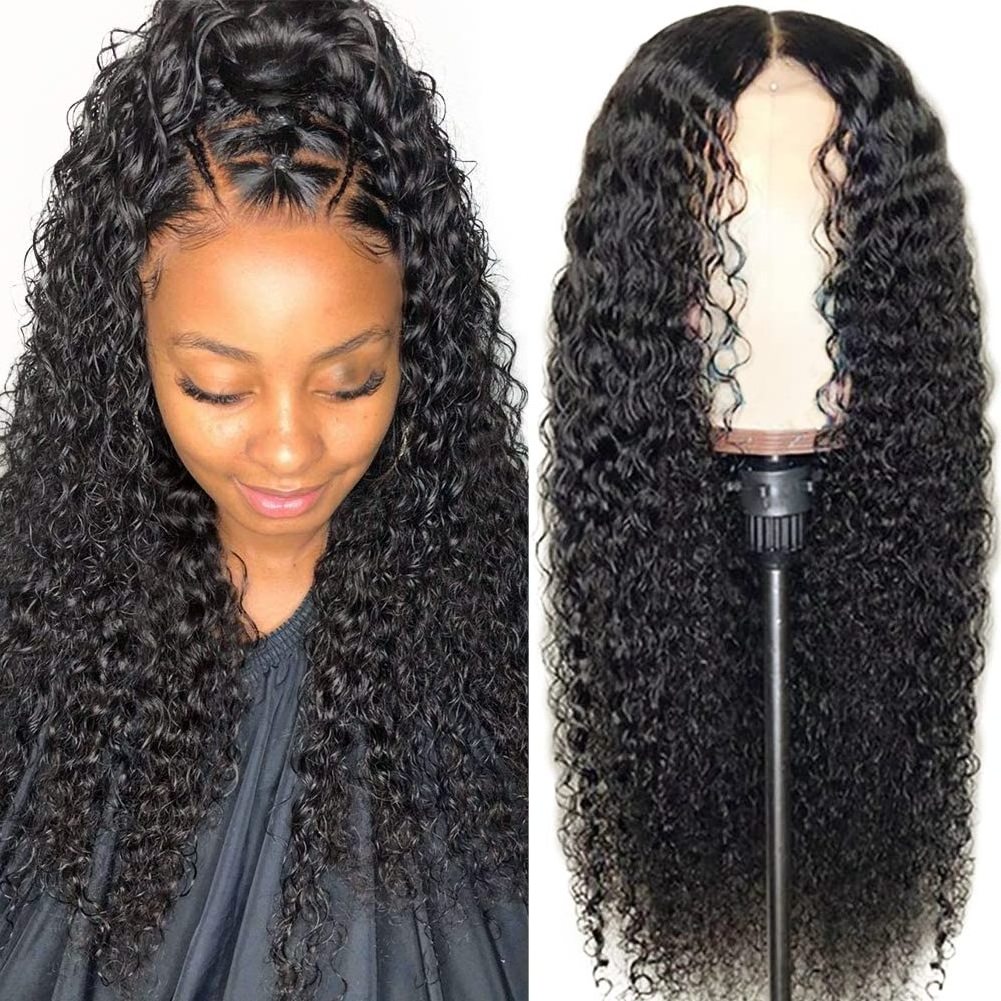 Afro Kinky Straight Wigs 4x4 Closure Wig Cuticle Aligned Lace Frontal Yaki Kinky Straight Human Hair Wigs For Black Women