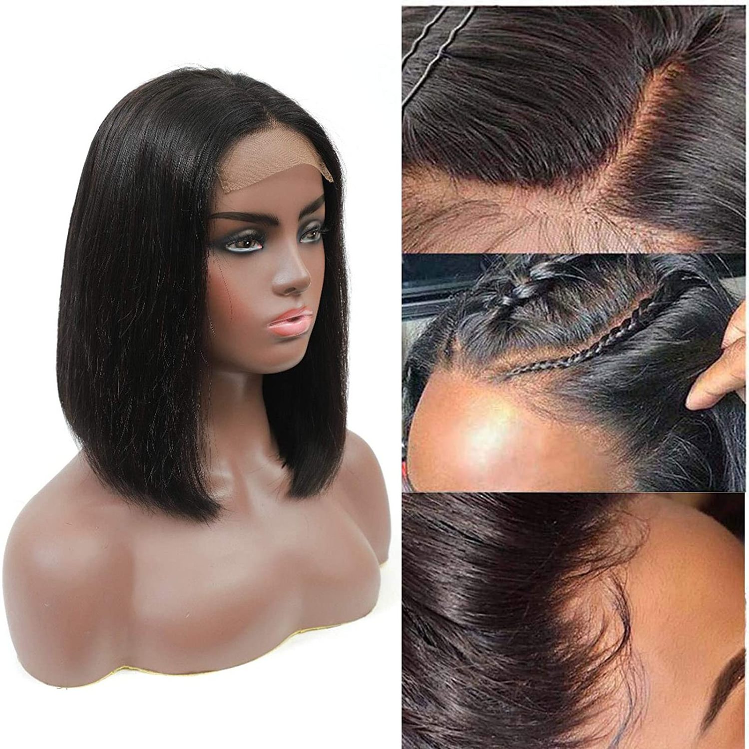 Cheap Short Dreadlock Straight Wig,Dreadlocks Wig 180% Density Yaki Lace Front Wig,Straight Marley Braid Hair Wig