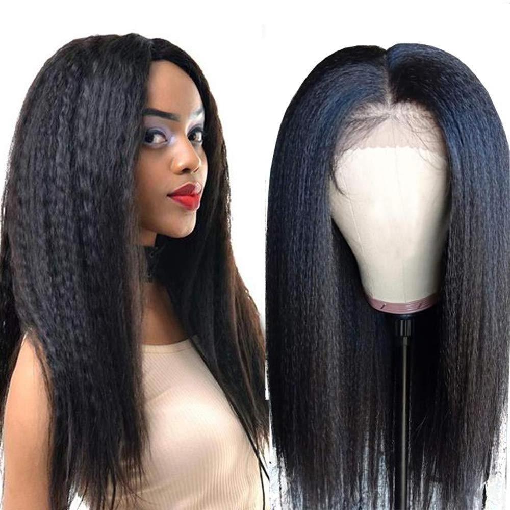 Afro Kinky Straight Wigs 4x4 Closure Wig Cuticle Aligned Lace Frontal Yaki Kinky Straight Human Hair Wigs For Black Women