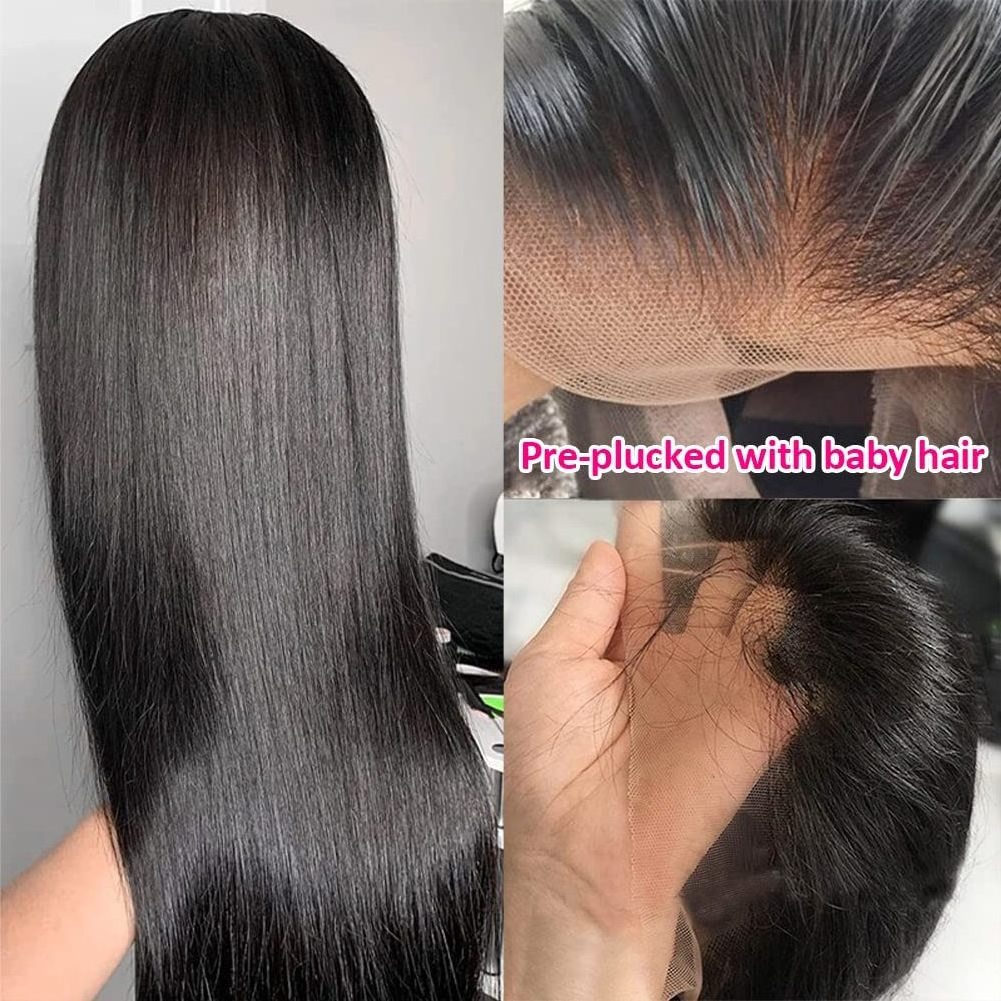 Afro Kinky Straight Wigs 4x4 Closure Wig Cuticle Aligned Lace Frontal Yaki Kinky Straight Human Hair Wigs For Black Women