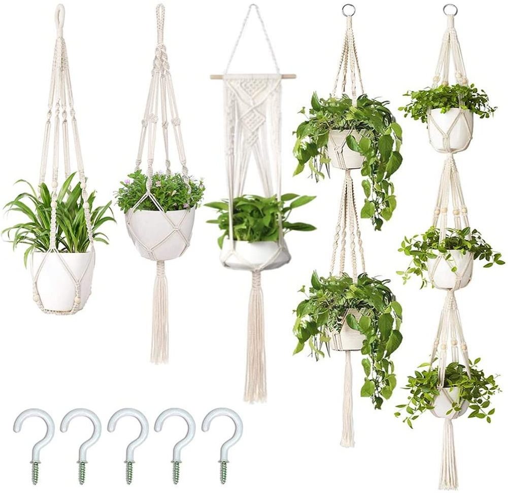 Macrame Plant Hanger Sets Indoor Outdoor Hanging for Home Decoration Wall Hanging Planter Plant Holder