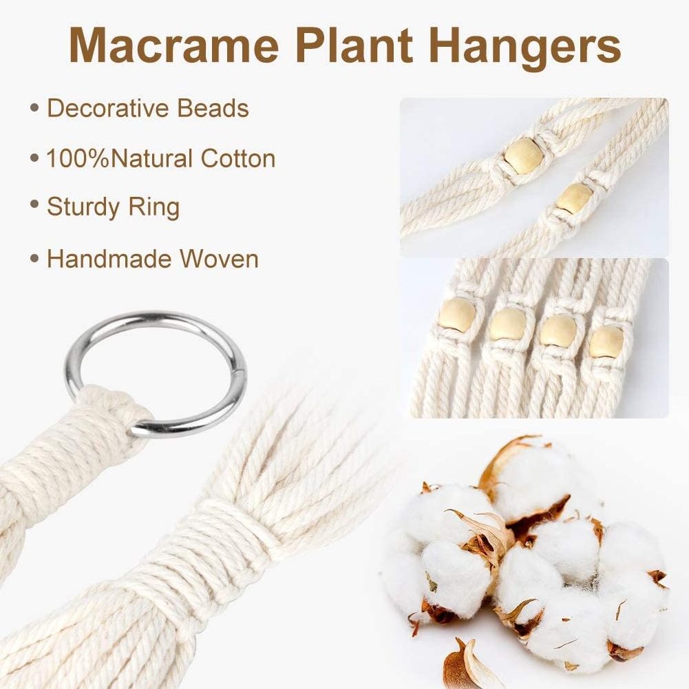 Macrame Plant Hanger Sets Indoor Outdoor Hanging for Home Decoration Wall Hanging Planter Plant Holder