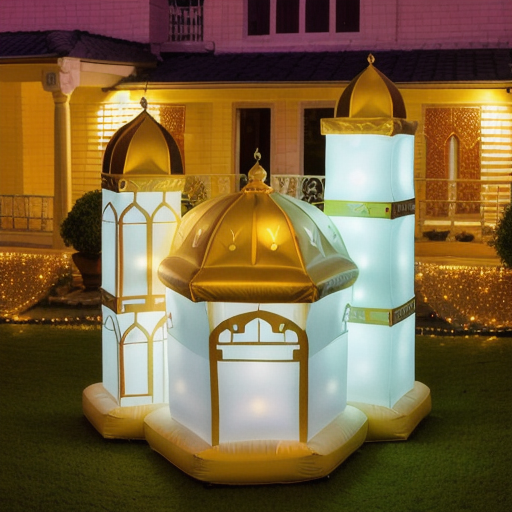 Customized Ramadan Decoration Muslim Holiday Crescent Moon Mosque Eid al-Fitr Yard Inflatable Ramadan Decoration