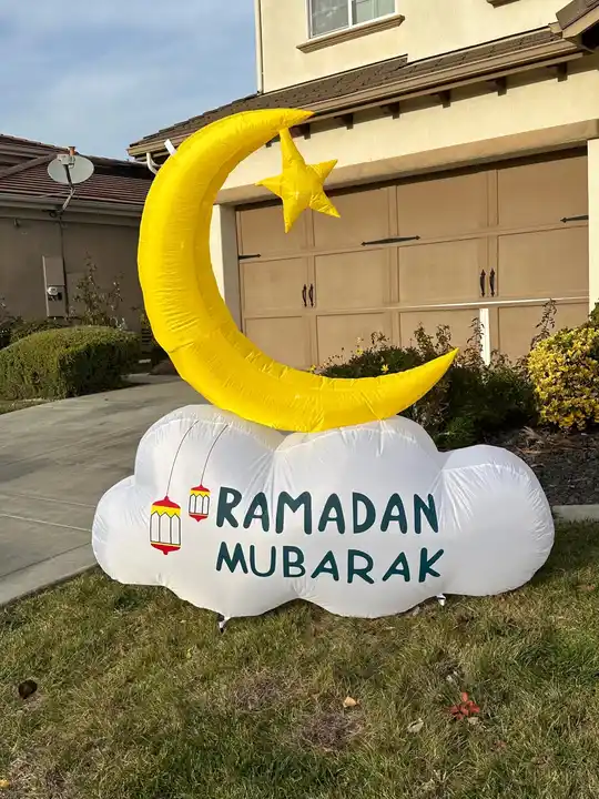 Customized Ramadan Decoration Muslim Holiday Crescent Moon Mosque Eid al-Fitr Yard Inflatable Ramadan Decoration