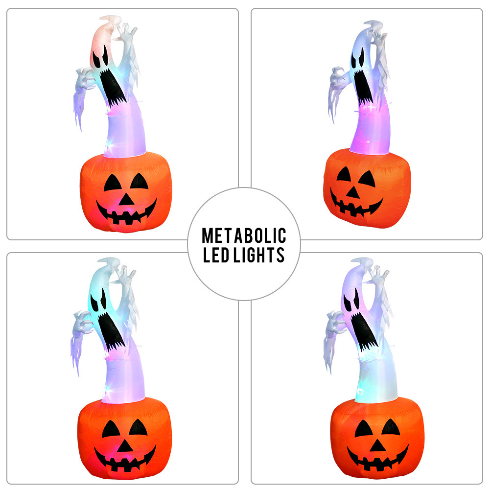 180CM/6FT Outdoor Halloween Yard Decoration Waterproof Inflatables with LED Halloween Inflatables Ghost