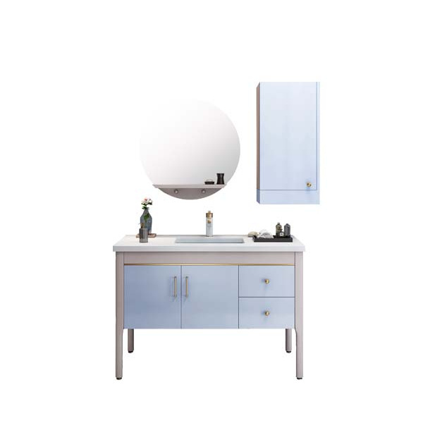 Customized Light and Simple Storage Corner Sky Blue Bathroom Cabinets Single Sink Bathroom Vanity