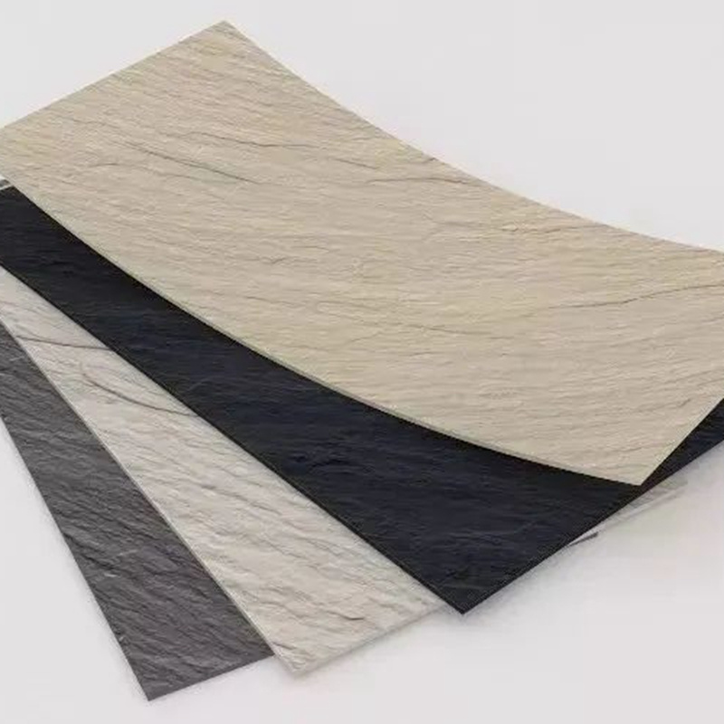 Fire Resistance Natural Slate Stone Slab Woody Adhesive Floor Rubber With Grass Flexible Wall Tile