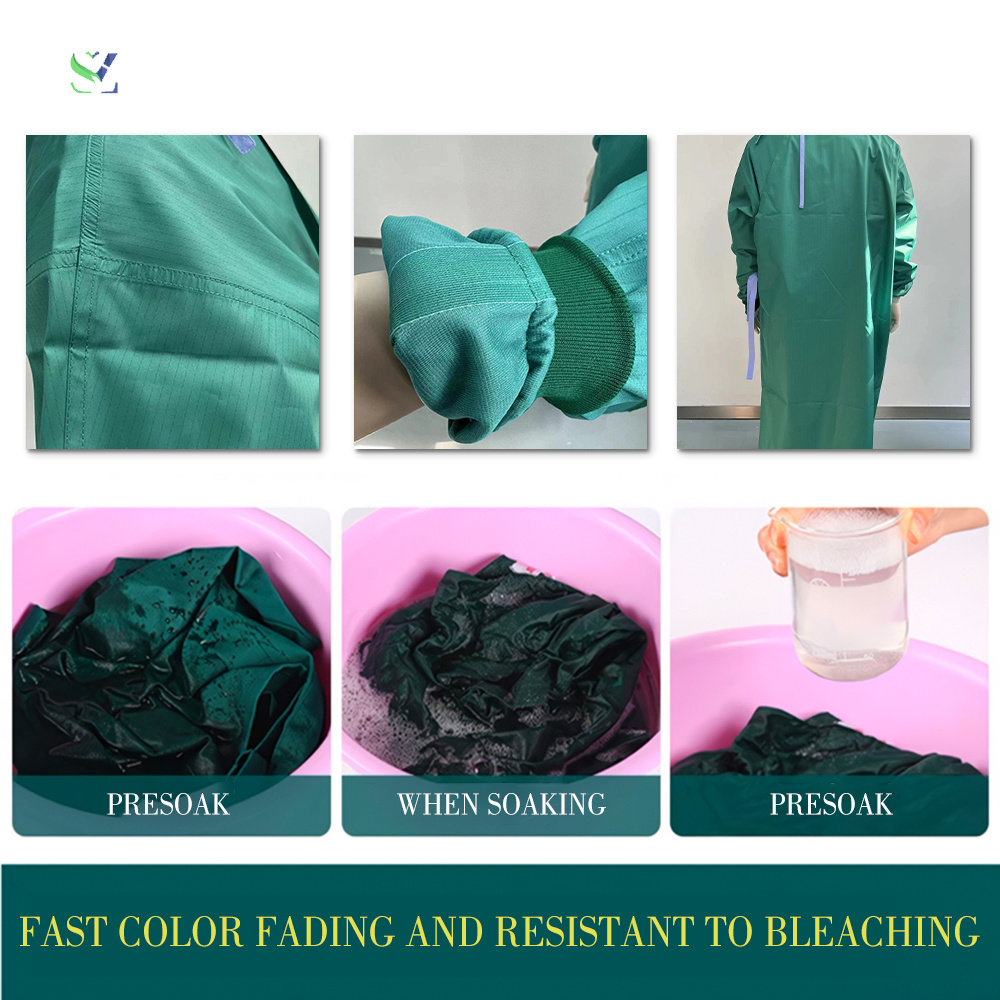 SZ Wholesale custom surgical gowns pure cotton dark green long-sleeved medical surgical gowns operating room doctors