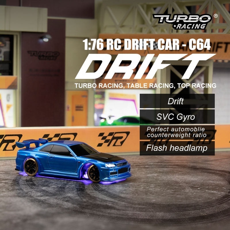 New Product 2024 turbo Racing Micro 1:76 Drift RC Car With Gyro Radio Remote Control Toys RTR Kit For Kids and Adults mini cars