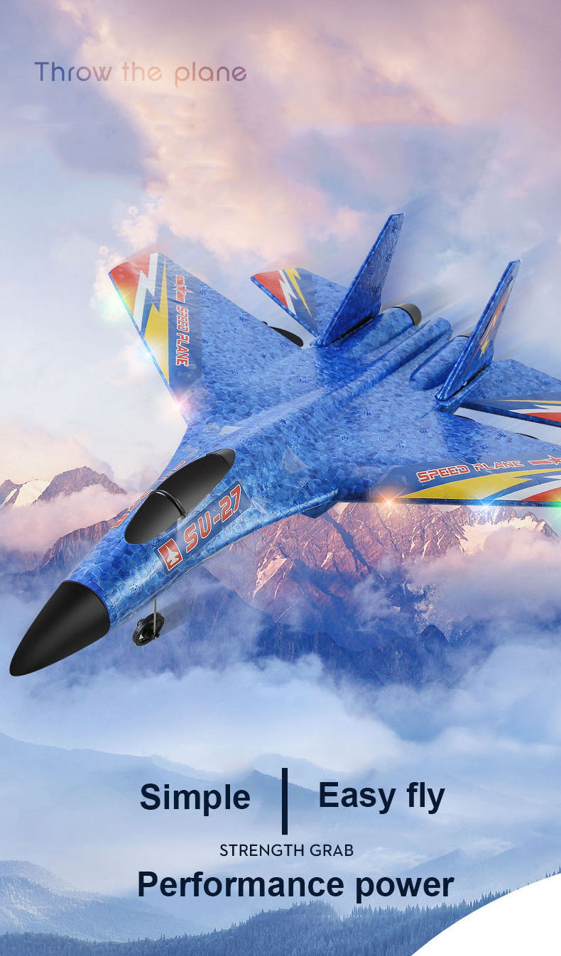 Su 27 Rc Airplane Aircraft Model Fighter Fixed-wing Glider Unbreakable Flying Toy Air Plane Anti-fall Outdoor Educational Toys