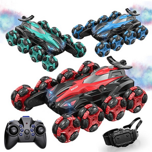 2024 Amazon Hot Selling Kids 360 Degree Rotation 8 Wheel Rc Drift Car Toys Rc Stunt Car With Lights And Music Spray Gesture