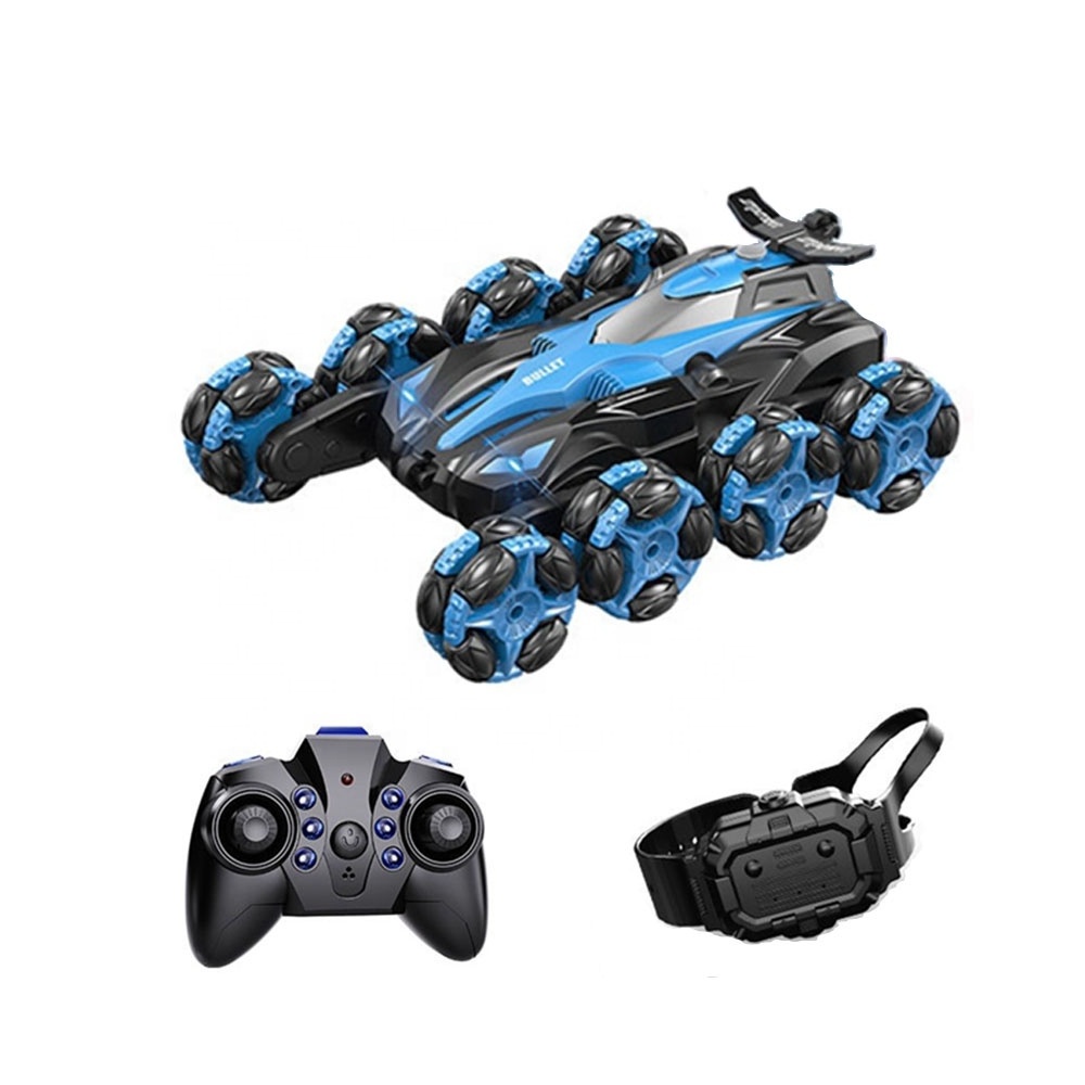 2024 Amazon Hot Selling Kids 360 Degree Rotation 8 Wheel Rc Drift Car Toys Rc Stunt Car With Lights And Music Spray Gesture