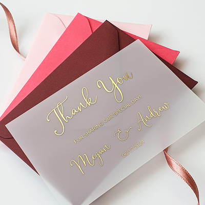 Luxury Custom Thank You Cards Personalized PVC Transparent Sulfate Butter Paper Printing Business Thank You Card For Invitation