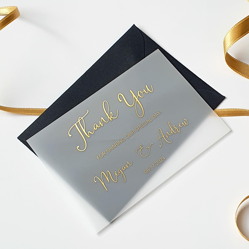 Luxury Custom Thank You Cards Personalized PVC Transparent Sulfate Butter Paper Printing Business Thank You Card For Invitation