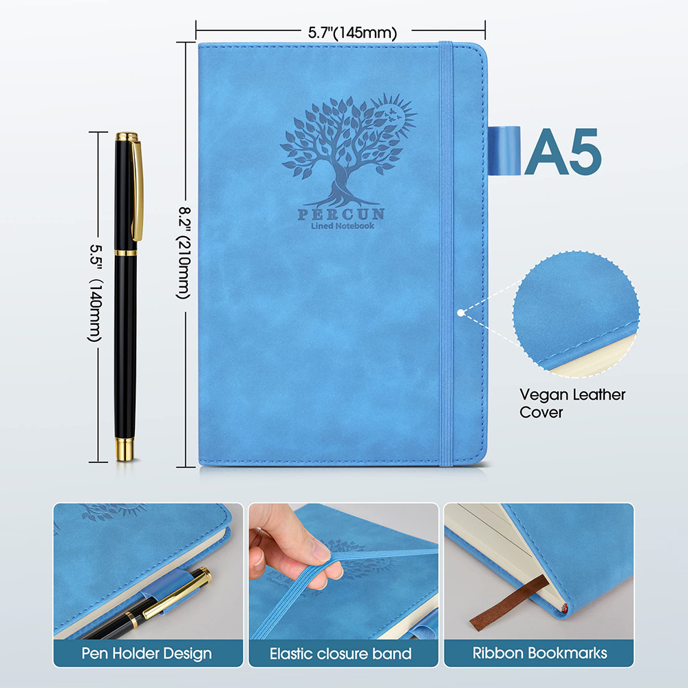 Custom Christmas Giveaways A5 Pu Leather Hardcover Notebook Gift Set With Pen Holder For 2024 Dairy