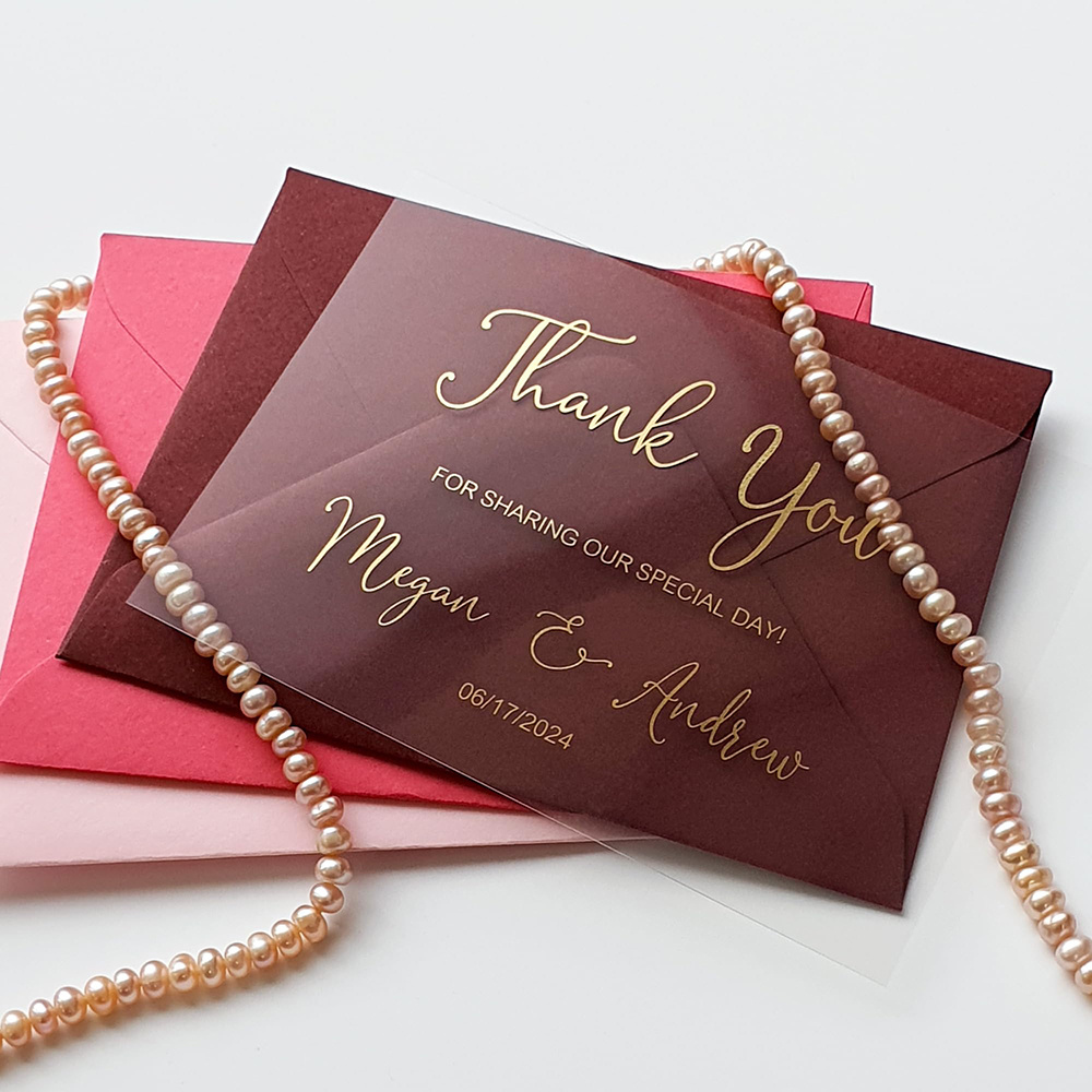 Luxury Custom Thank You Cards Personalized PVC Transparent Sulfate Butter Paper Printing Business Thank You Card For Invitation