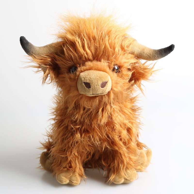 Wholesale plush toys Highland Cow simulation Scottish Highland cattle plush doll long haired cattle Plush kids toys 25cm